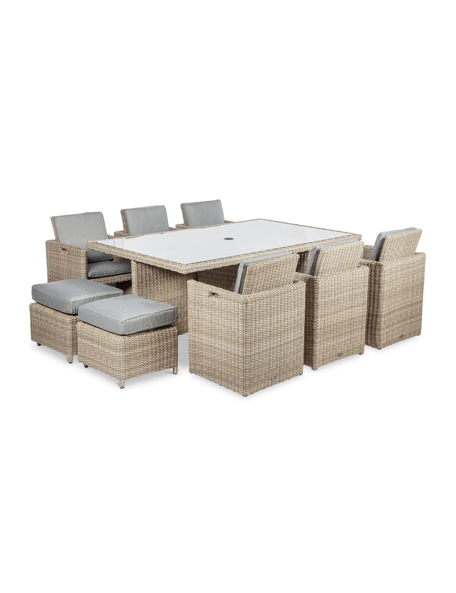 Grayson 10 Seater Grey Rattan Cube Outdoor Dining Set