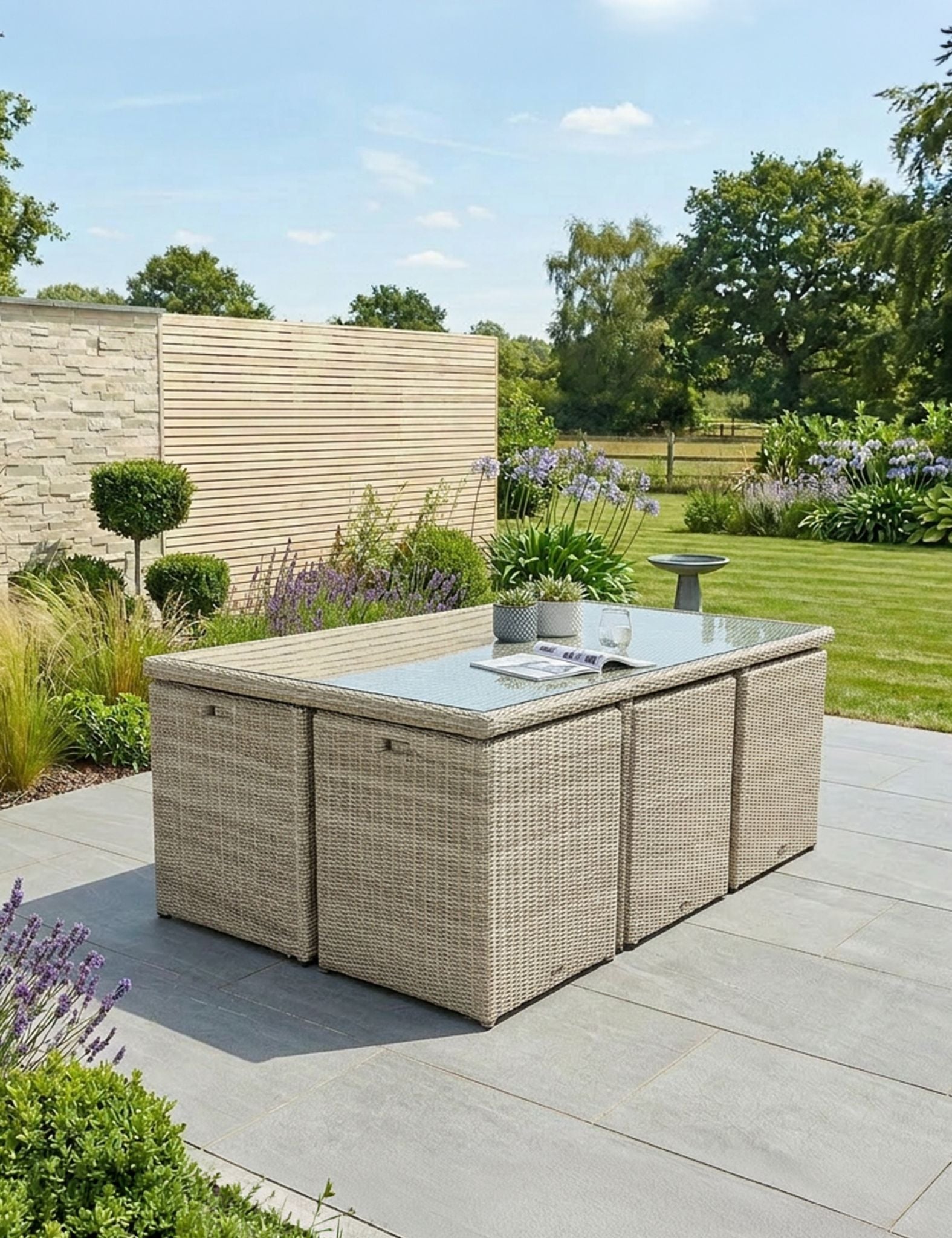 Grayson 10 Seater Grey Rattan Cube Outdoor Dining Set