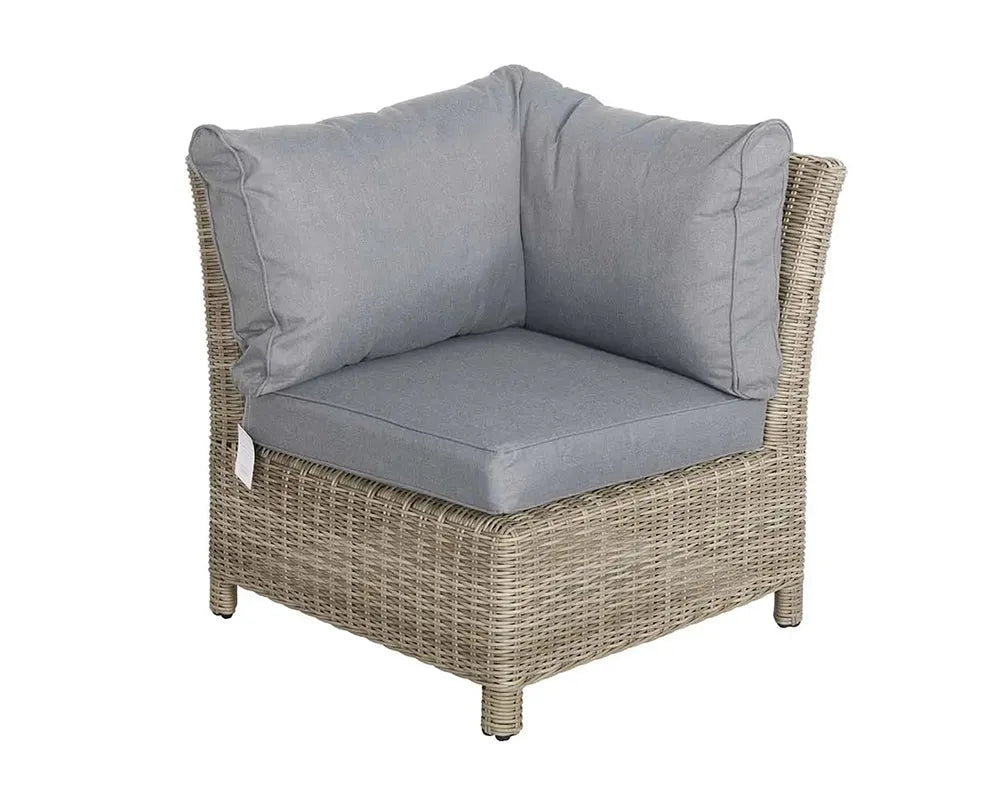 Grayson 8 Seater Grey Rattan  Deluxe Modular Corner Dining & Lounging Set with Square Fire Pit Table