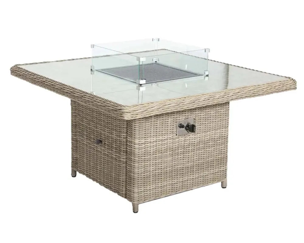 Grayson 8 Seater Grey Rattan  Deluxe Modular Corner Dining & Lounging Set with Square Fire Pit Table