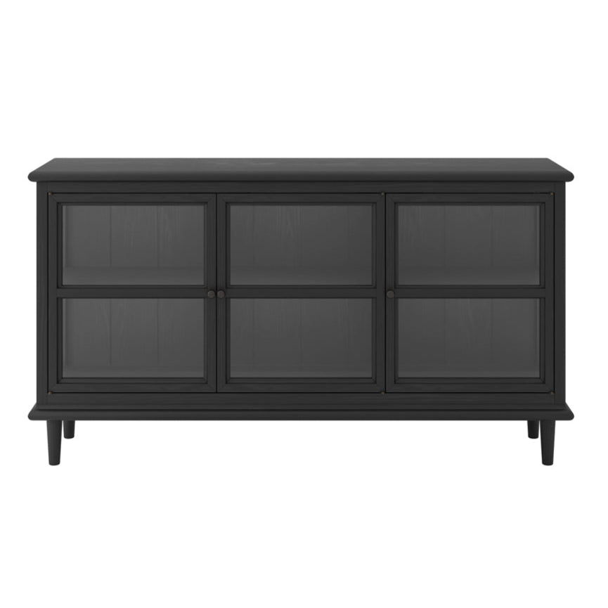 Westport Black Wood & Clear Glass Sideboard