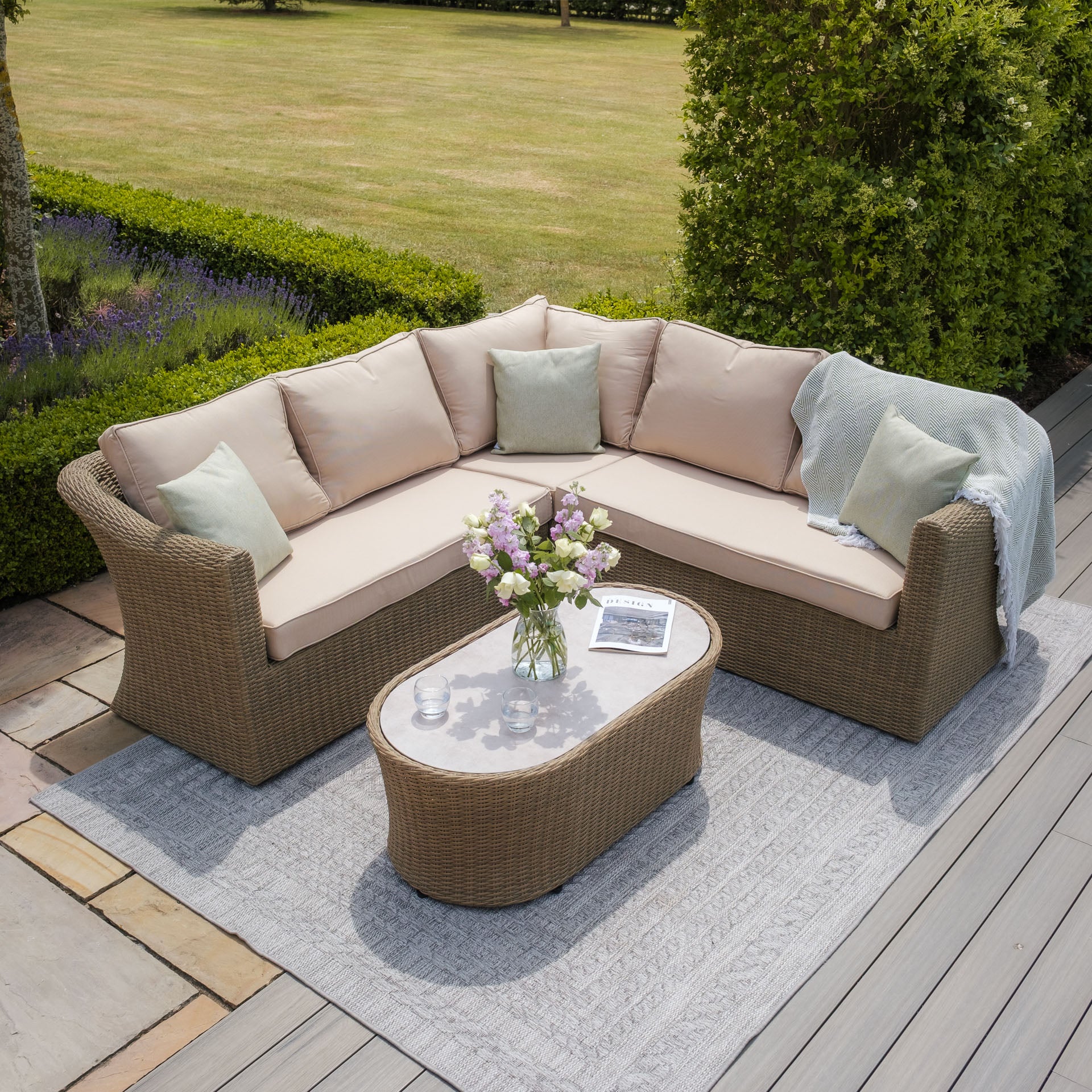 Winchester Small Corner Group with Armchair - Ceramic Glass