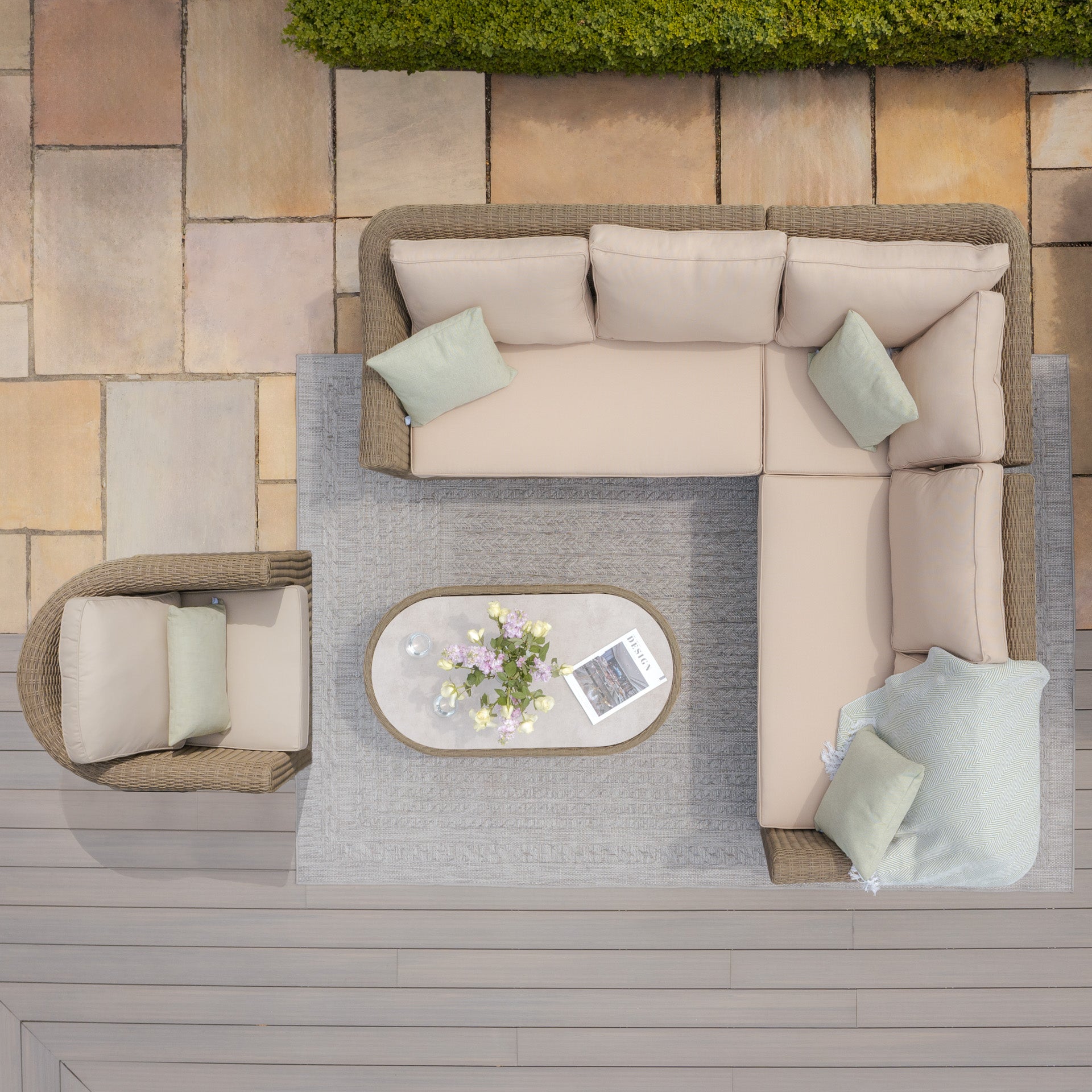 Winchester Small Corner Group with Armchair - Ceramic Glass