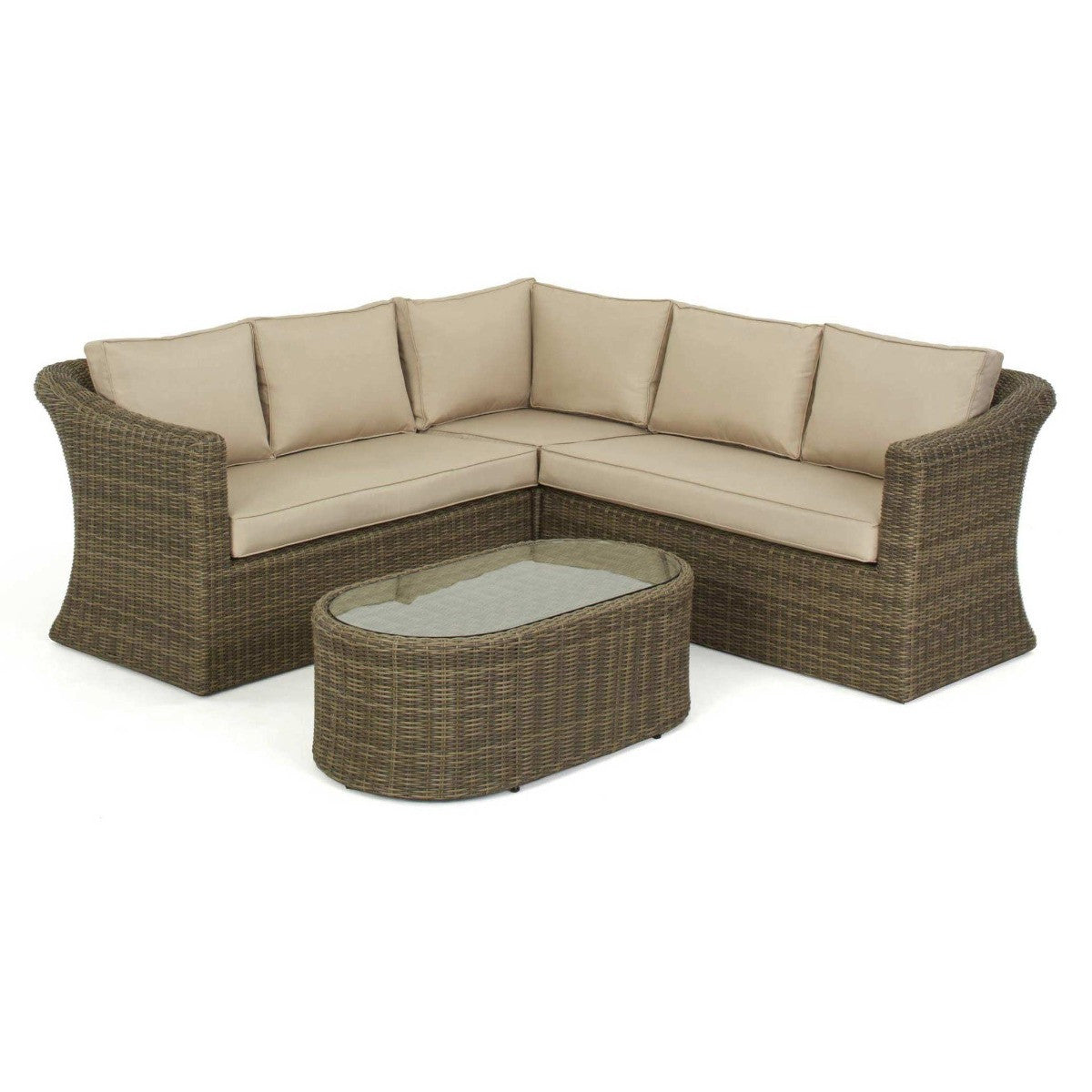 Maze Winchester Brown Rattan Outdoor Corner Sofa Set | 4-6 Seater