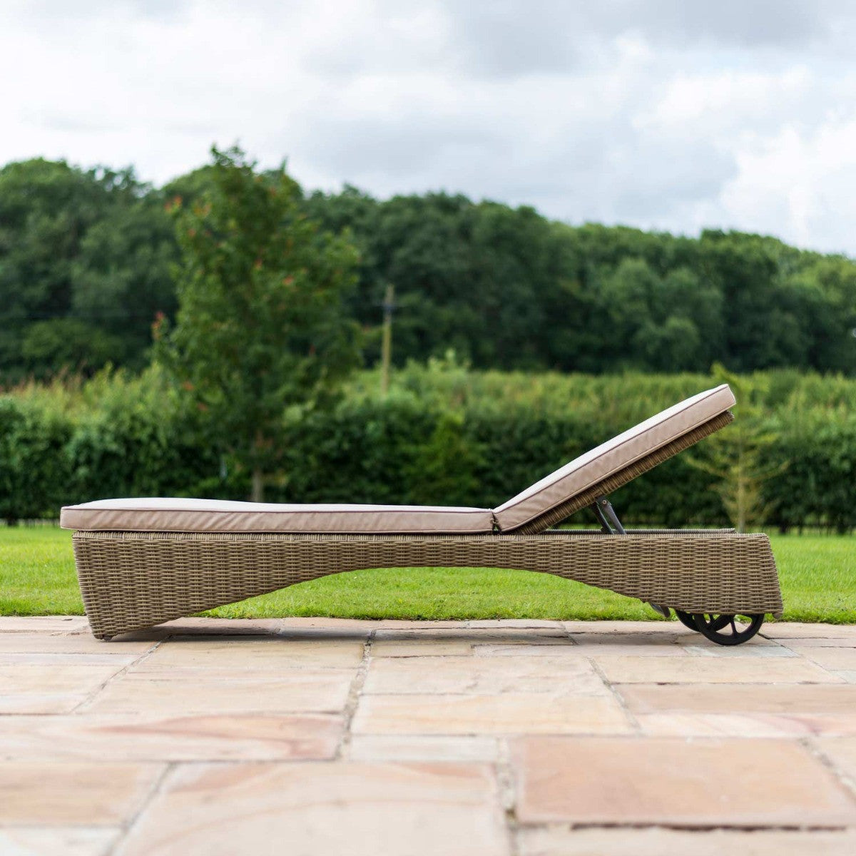 Set of 2 Maze Winchester Brown Rattan Sunlounger Set with Table