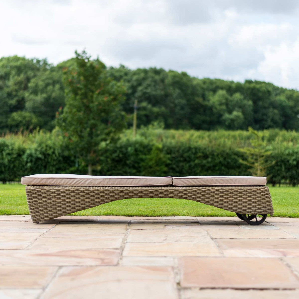 Set of 2 Maze Winchester Brown Rattan Sunlounger Set with Table