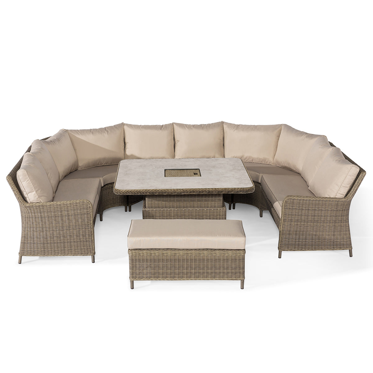 Winchester Royal U Shaped Sofa Set with Rising Table - Ceramic Glass