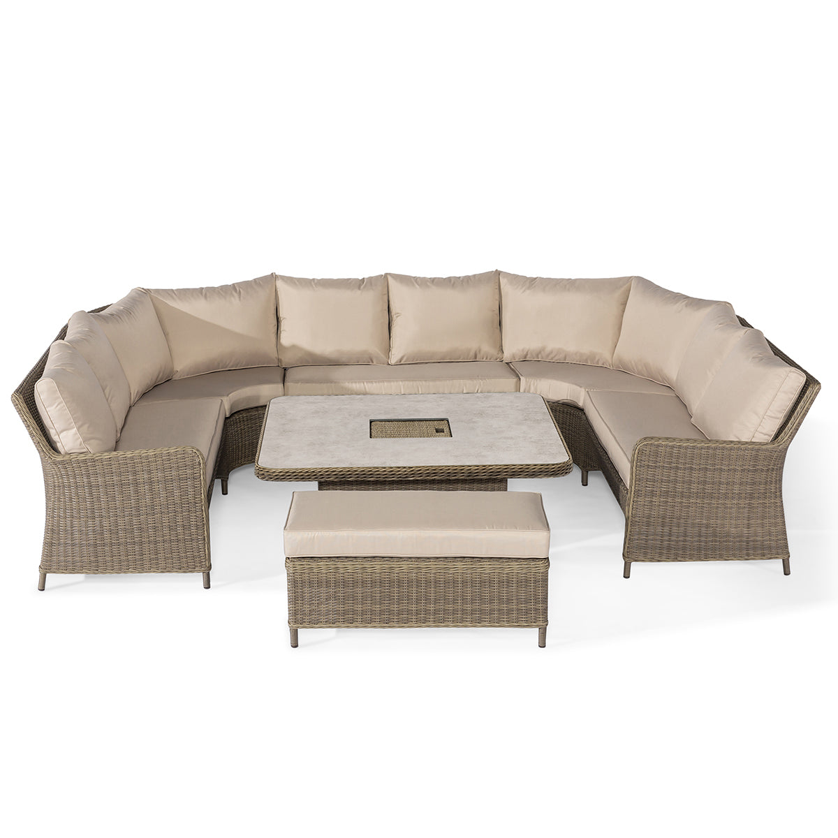 Winchester Royal U Shaped Sofa Set with Rising Table - Ceramic Glass