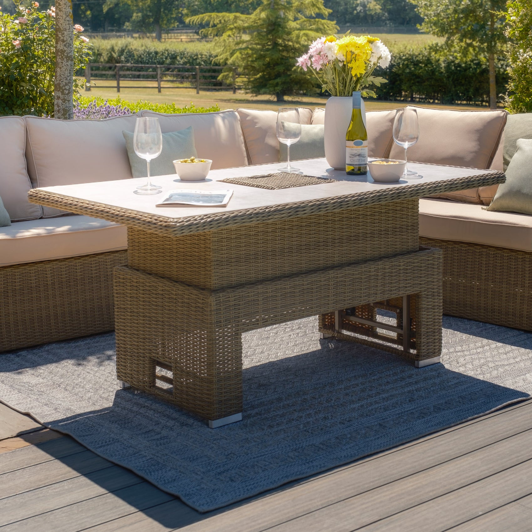 Winchester Rectangular Rising Table - Ceramic Glass