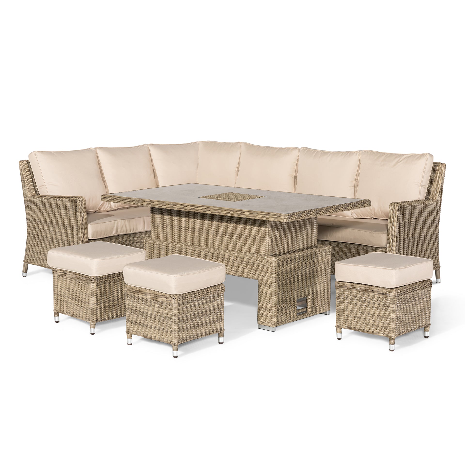 Winchester Corner Dining Set with Rising Table - Ceramic Glass