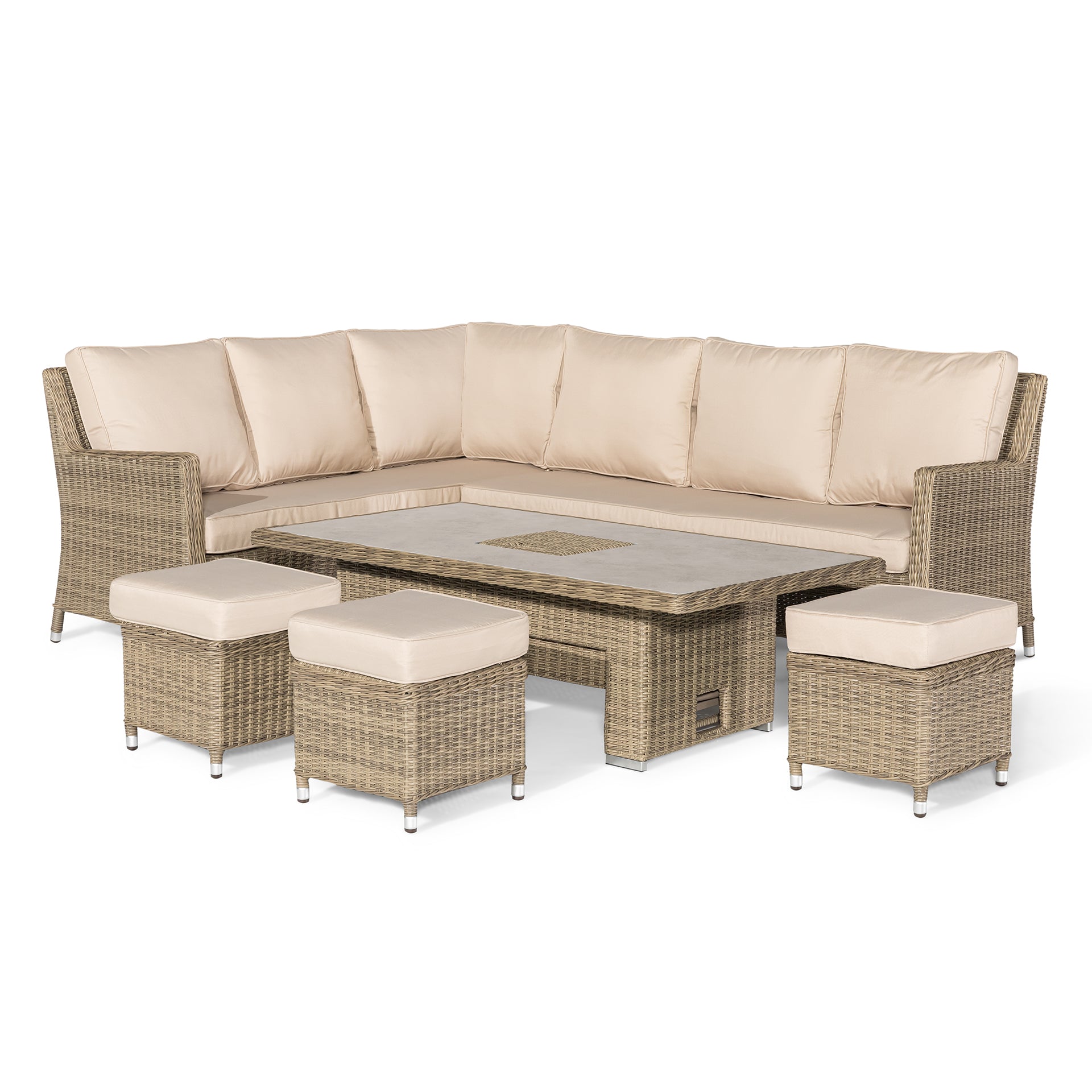Winchester Corner Dining Set with Rising Table - Ceramic Glass