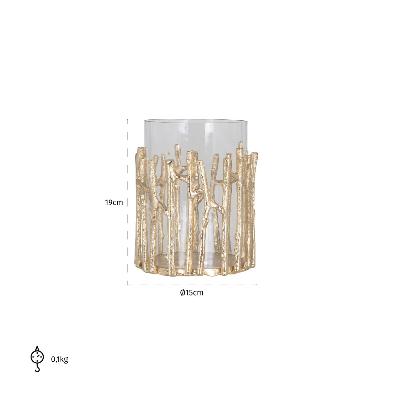 Richmond Interiors Loretta Gold Twig Hurricane Candle Holder Small