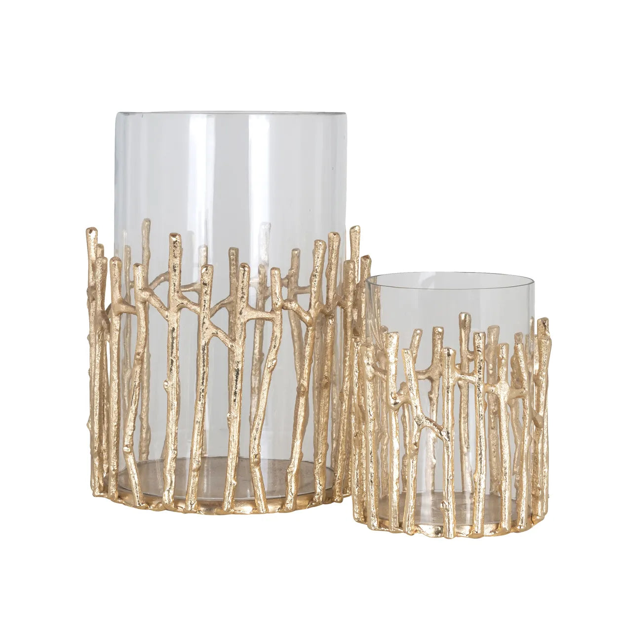 Richmond Interiors Loretta Gold Twig Hurricane Candle Holder Small