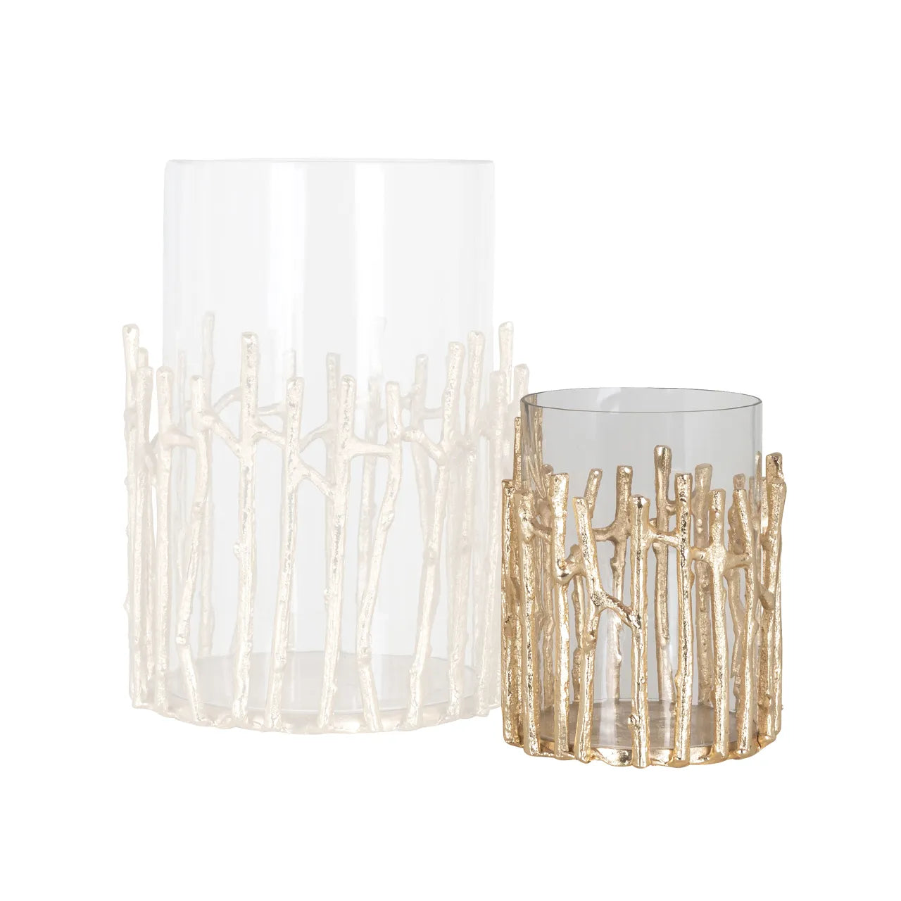 Richmond Interiors Loretta Gold Twig Hurricane Candle Holder Small