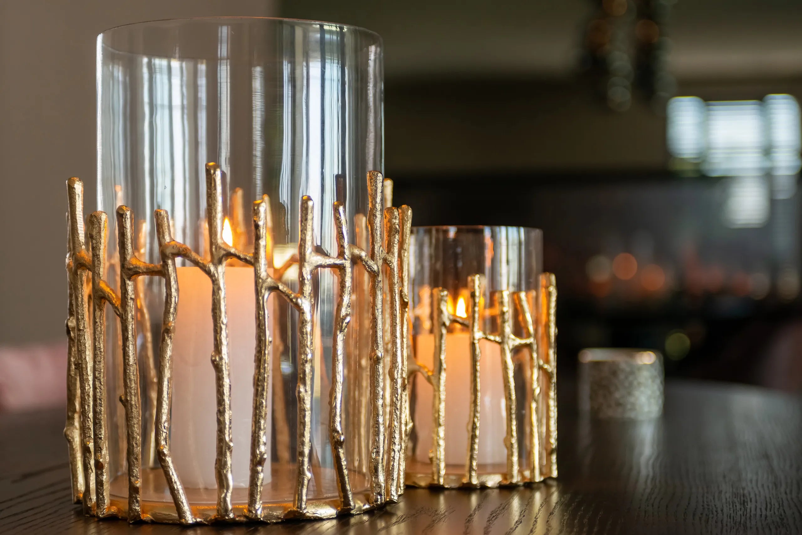 Richmond Interiors Loretta Gold Twig Hurricane Candle Holder Small