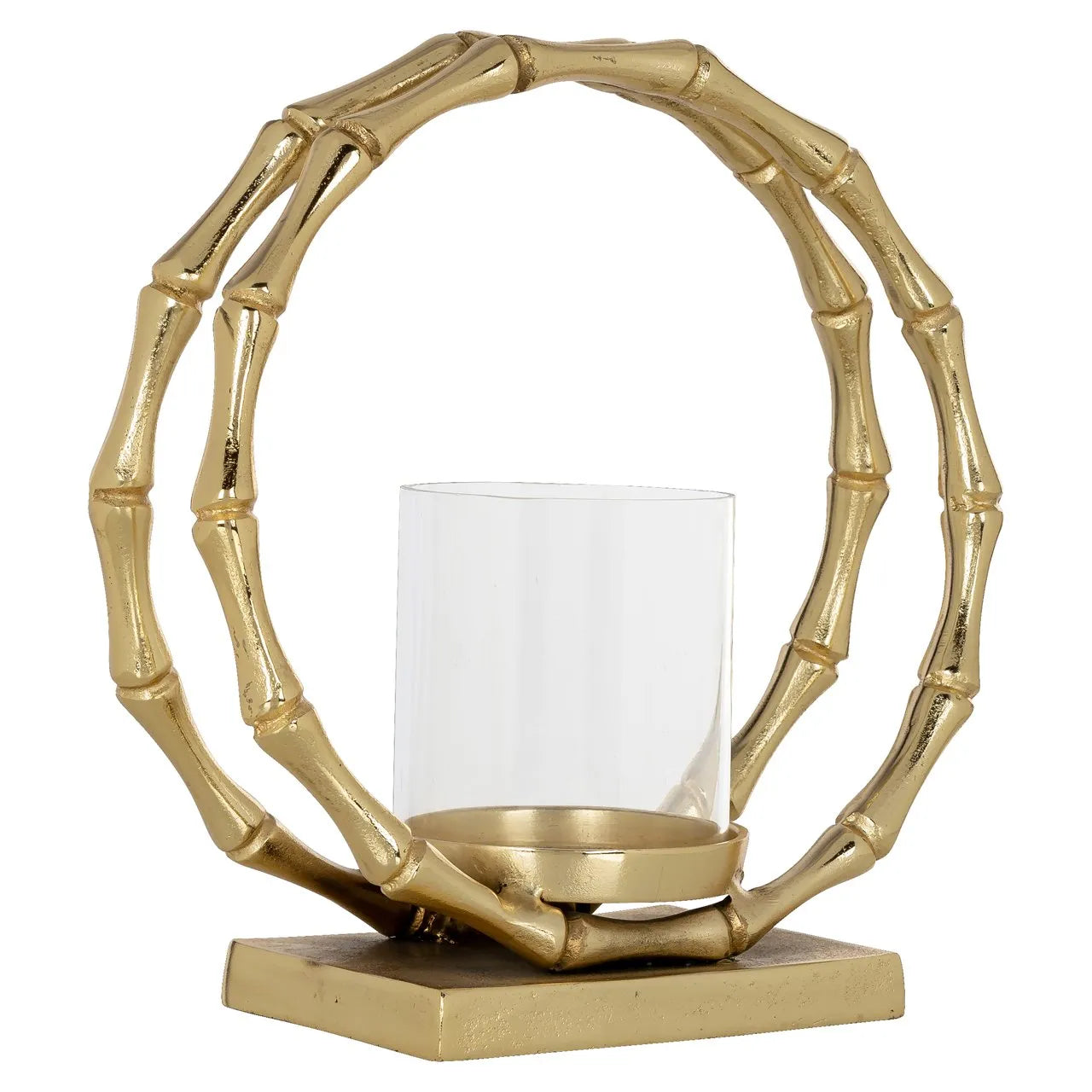 Richmond Interiors Merlyn Gold Joint Ring Hurricane Candle Holder Small