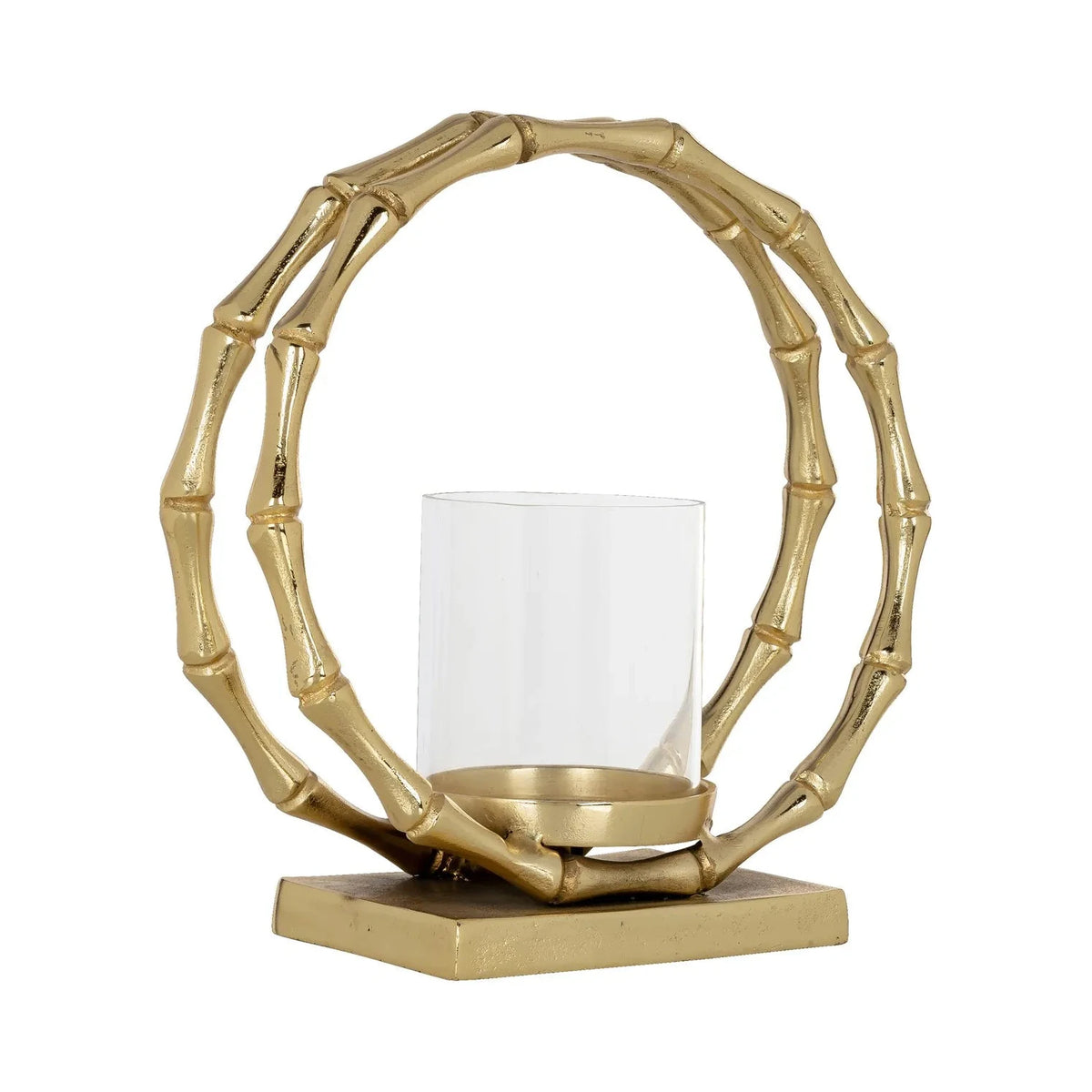 Richmond Interiors Merlyn Gold Joint Ring Hurricane Candle Holder Small