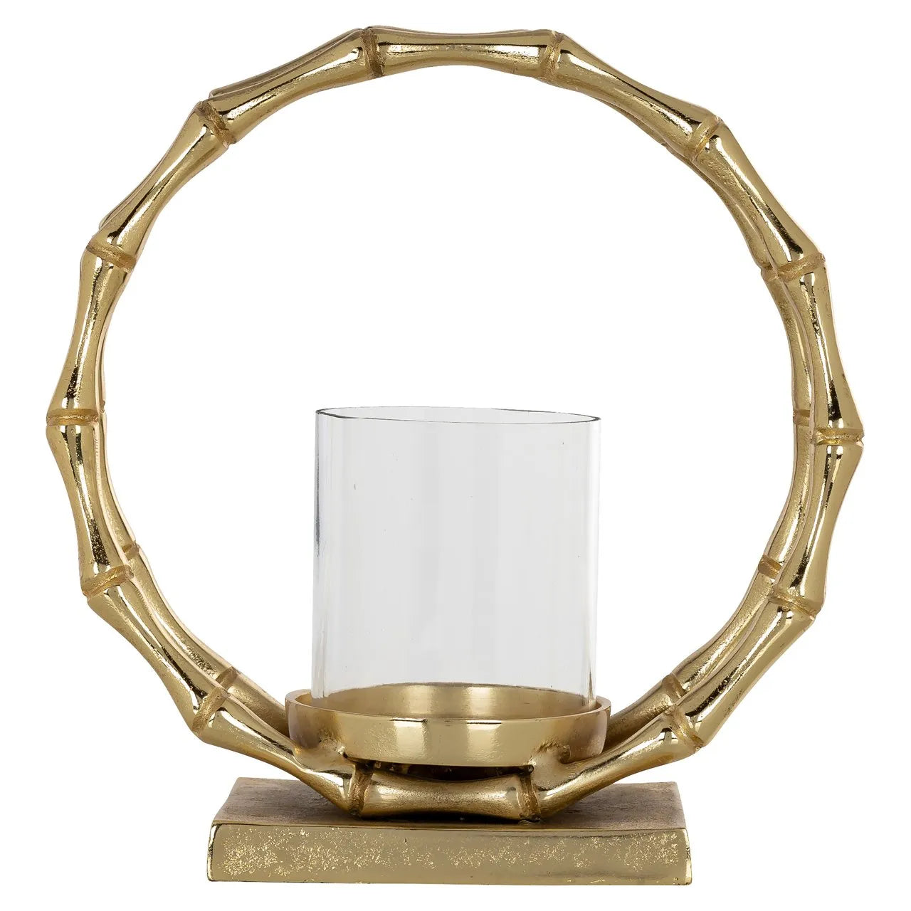Richmond Interiors Merlyn Gold Joint Ring Hurricane Candle Holder Small