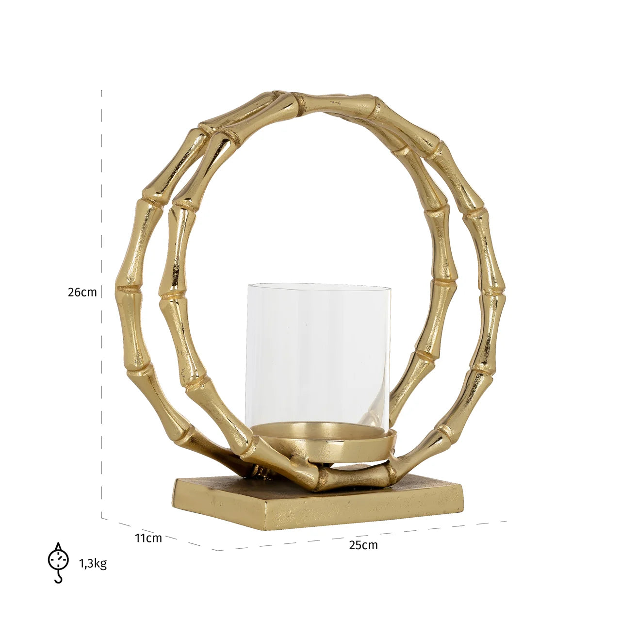 Richmond Interiors Merlyn Gold Joint Ring Hurricane Candle Holder Small