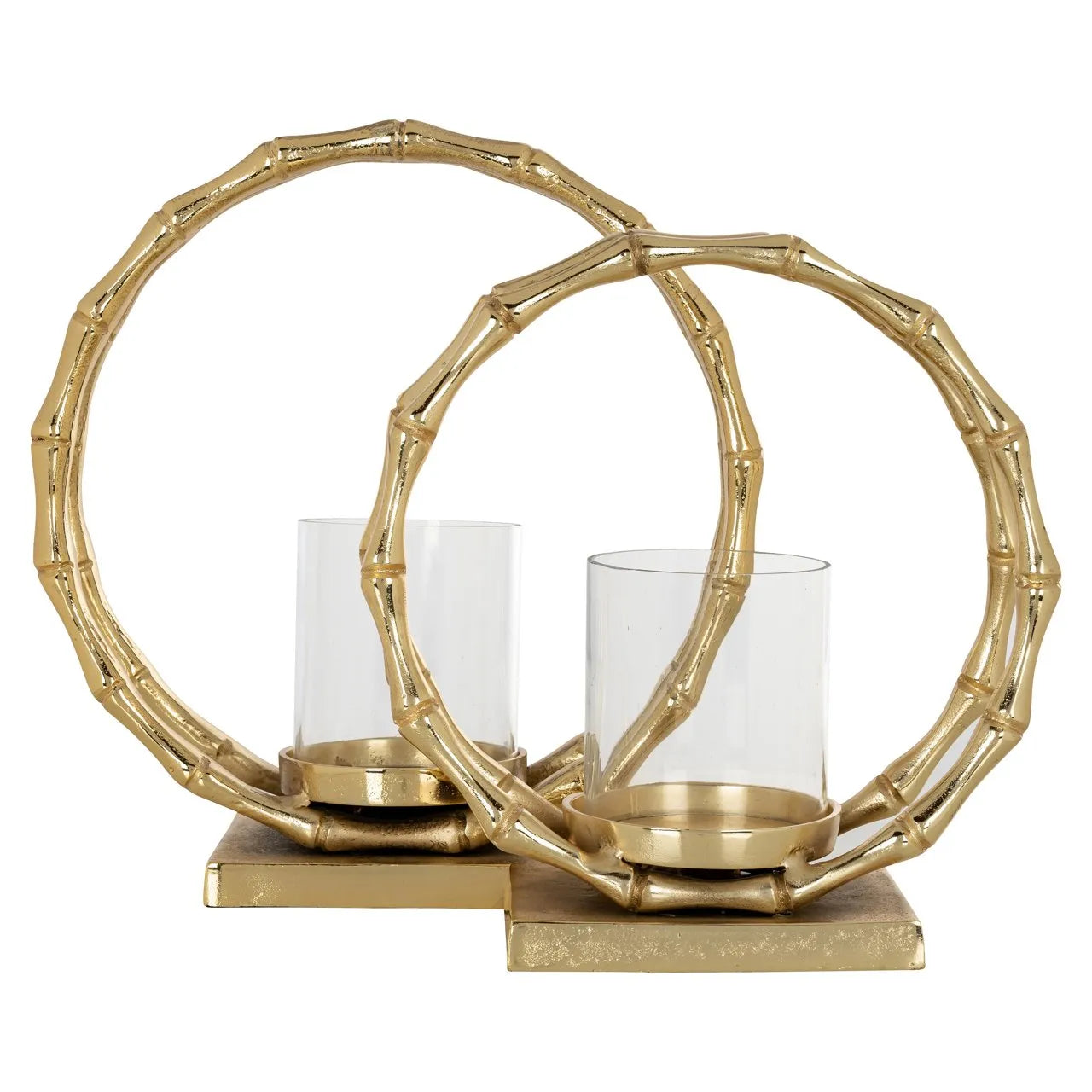 Richmond Interiors Merlyn Gold Joint Ring Hurricane Candle Holder Small