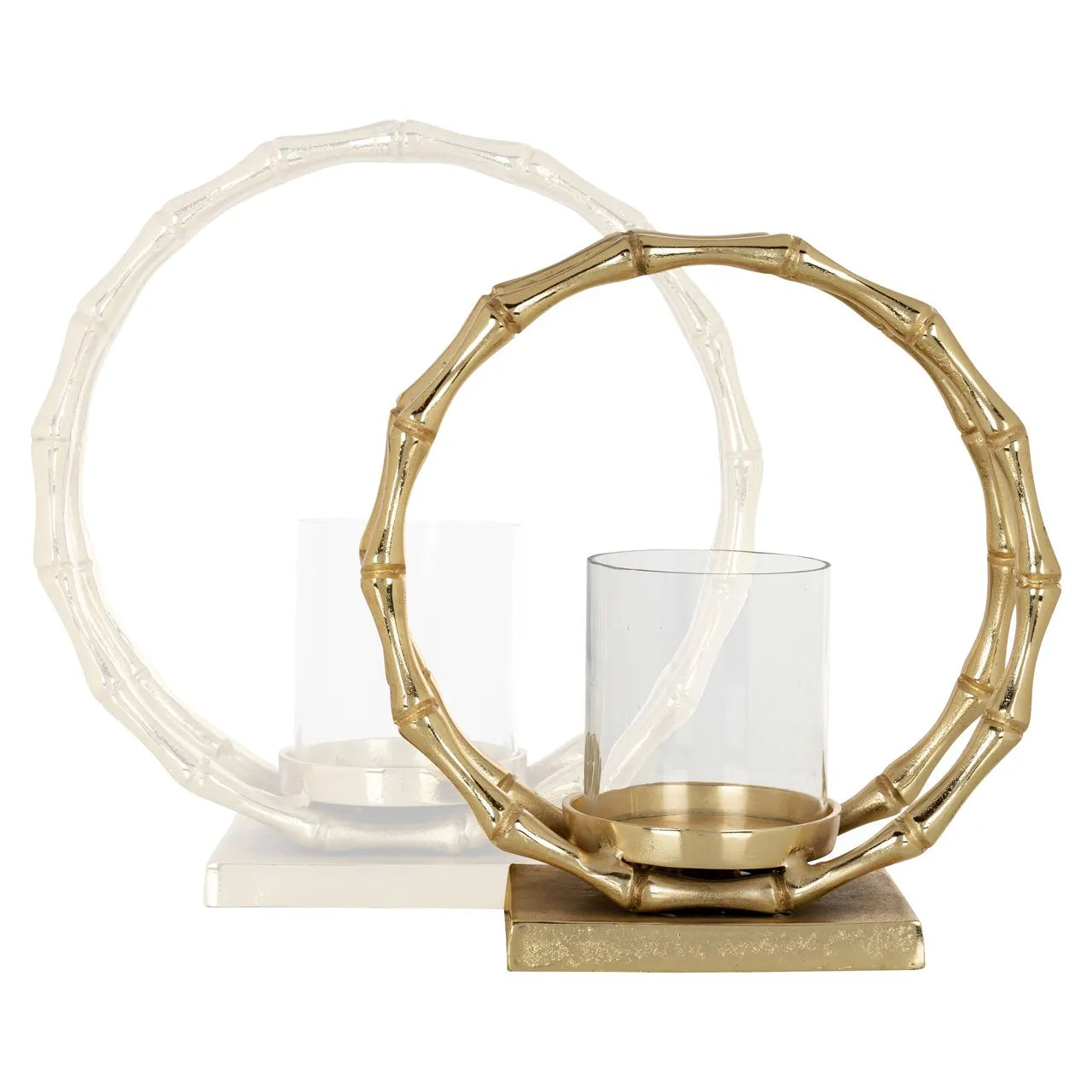 Richmond Interiors Merlyn Gold Joint Ring Hurricane Candle Holder Small
