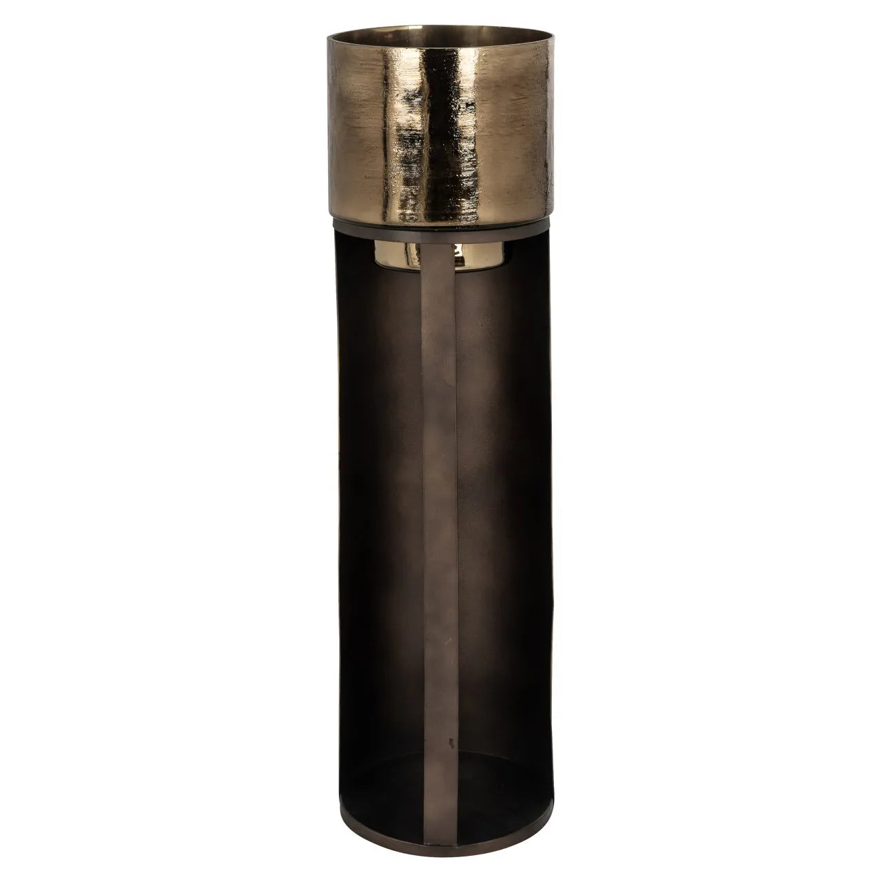 Richmond Interiors Dane Gold & Metallic Brown Floor Standing Hurricane Candle Holder Small