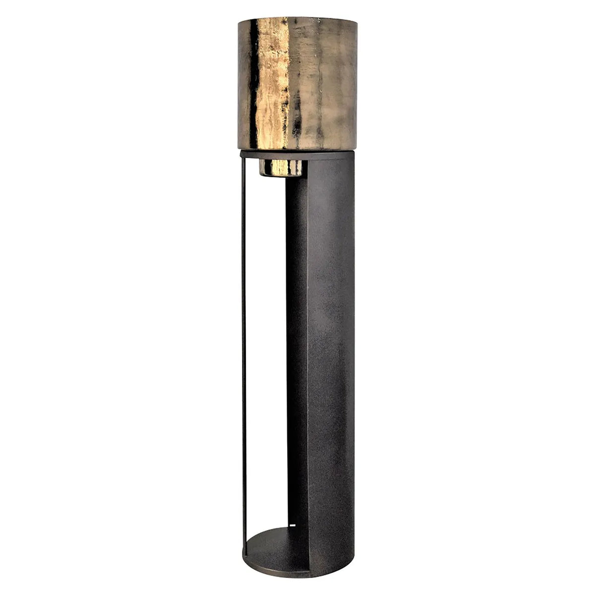 Richmond Interiors Dane Gold & Metallic Brown Floor Standing Hurricane Candle Holder Large