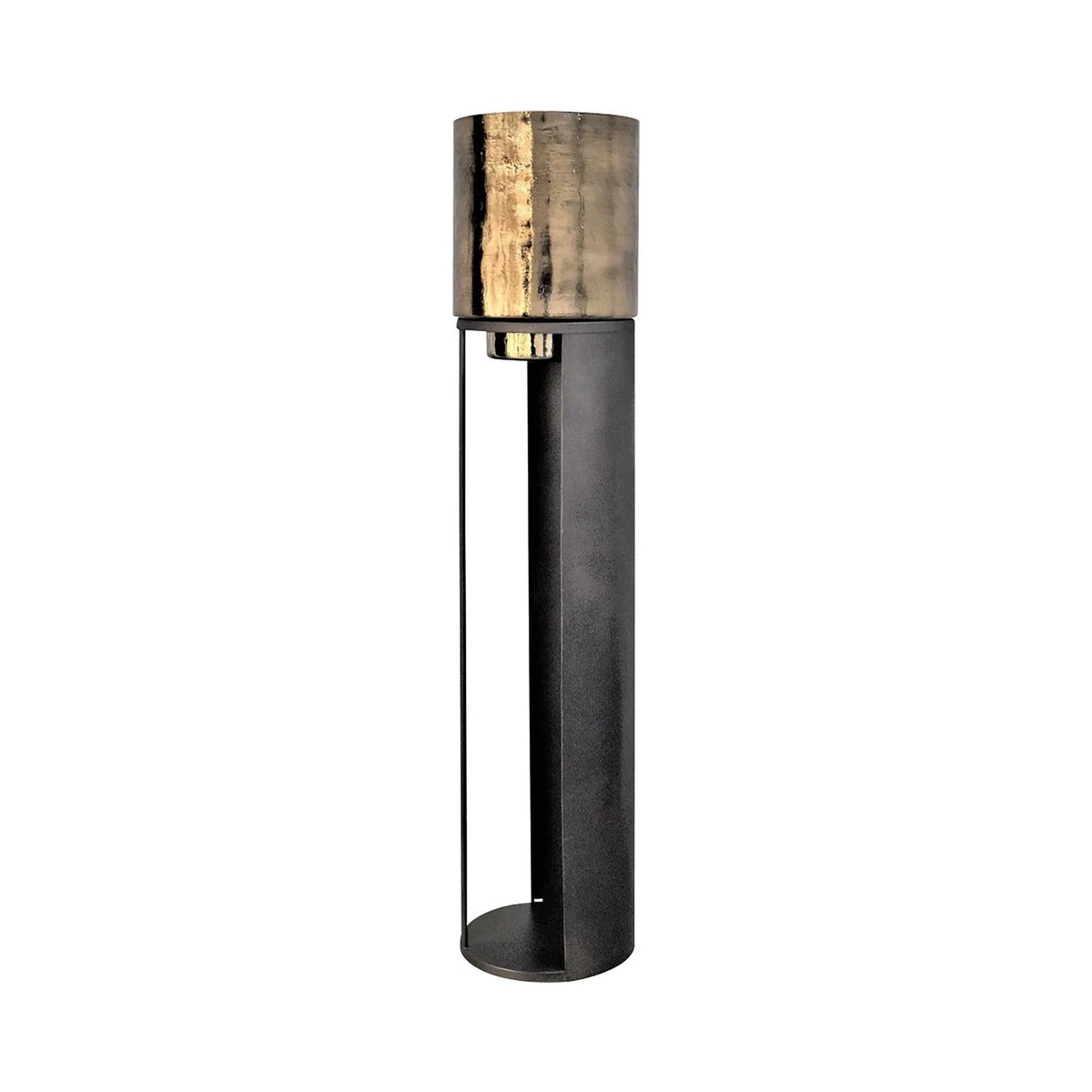 Richmond Interiors Dane Gold & Metallic Brown Floor Standing Hurricane Candle Holder Large