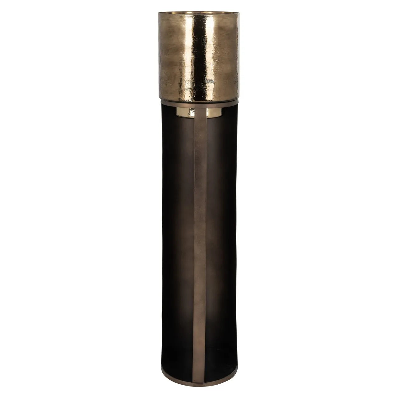 Richmond Interiors Dane Gold & Metallic Brown Floor Standing Hurricane Candle Holder Large