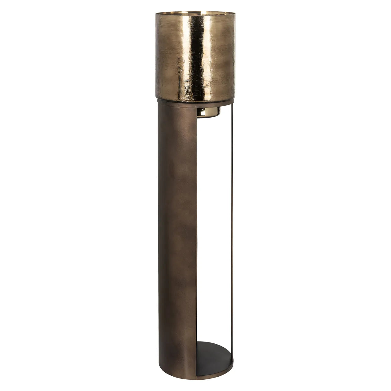 Richmond Interiors Dane Gold & Metallic Brown Floor Standing Hurricane Candle Holder Large
