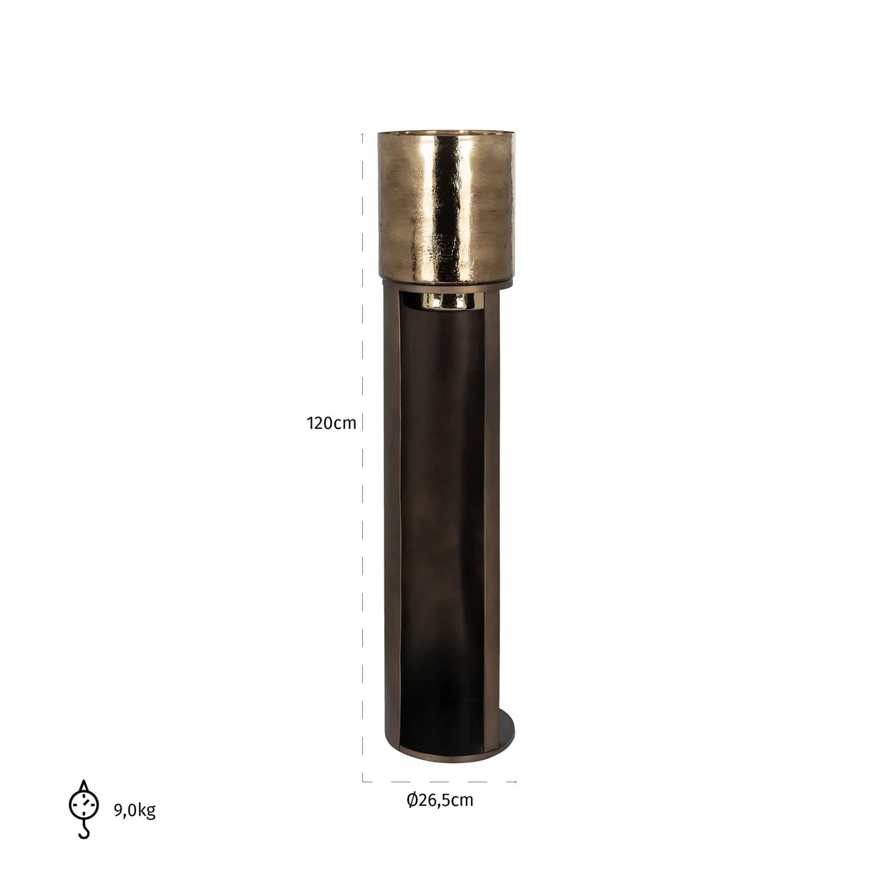 Richmond Interiors Dane Gold & Metallic Brown Floor Standing Hurricane Candle Holder Large