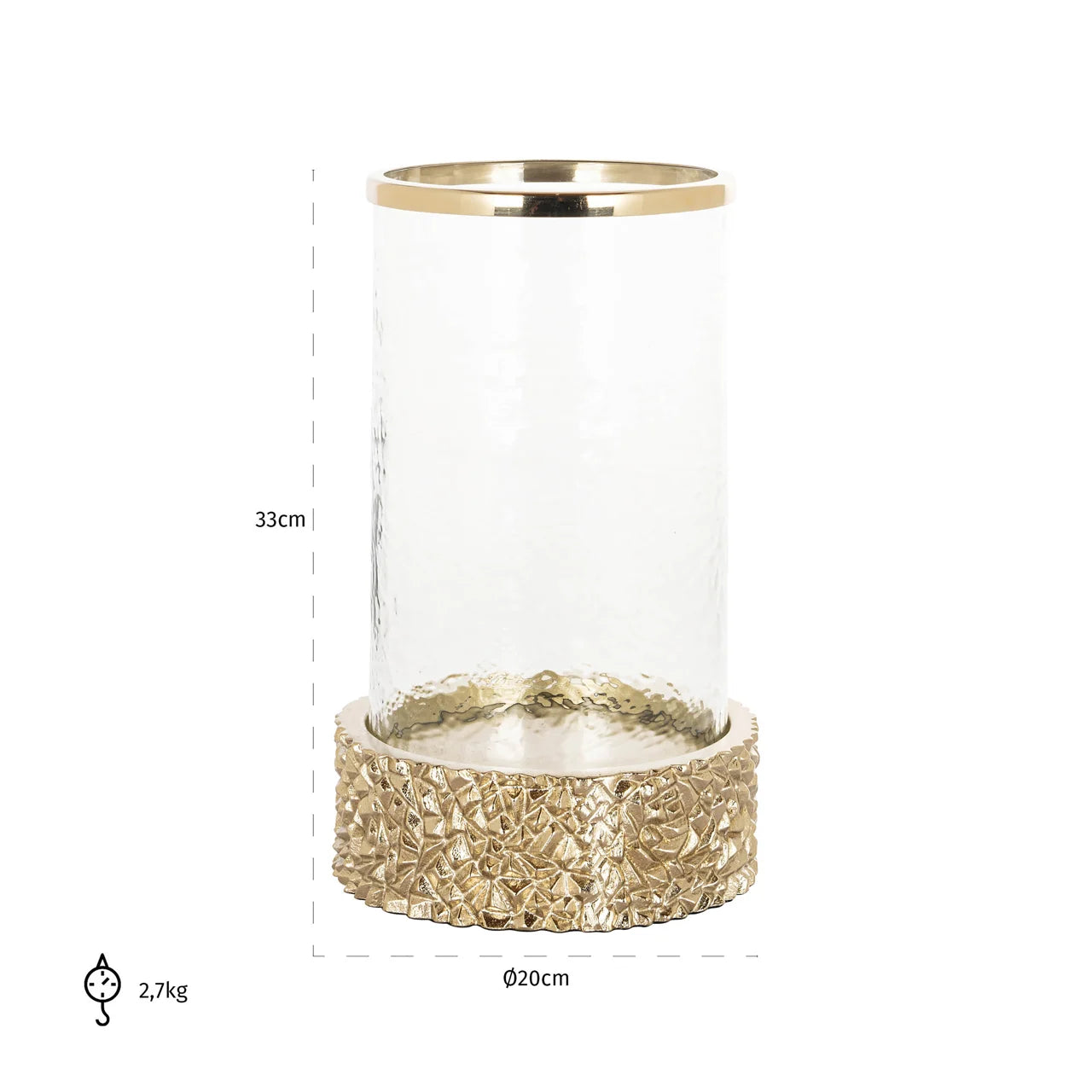 Richmond Interiors Jailey Gold Hurricane Candle Holder