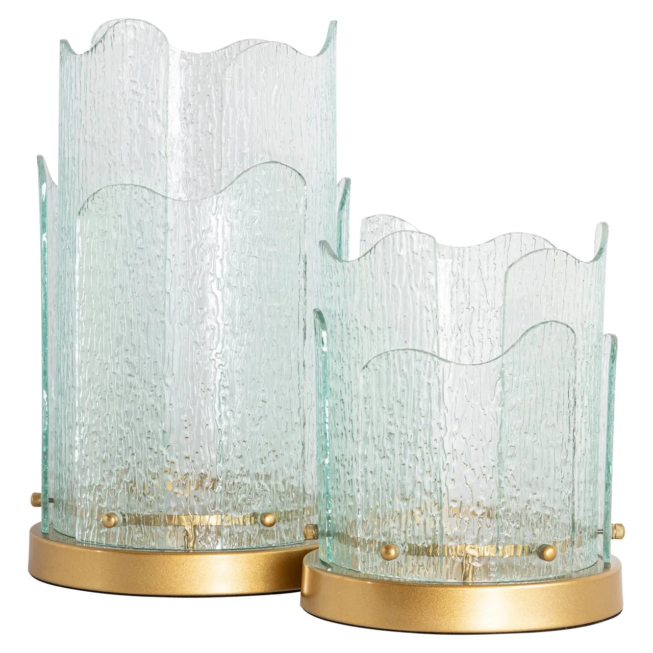 Richmond Interiors Danila Gold & Glass Hurricane Candle Holder | Small