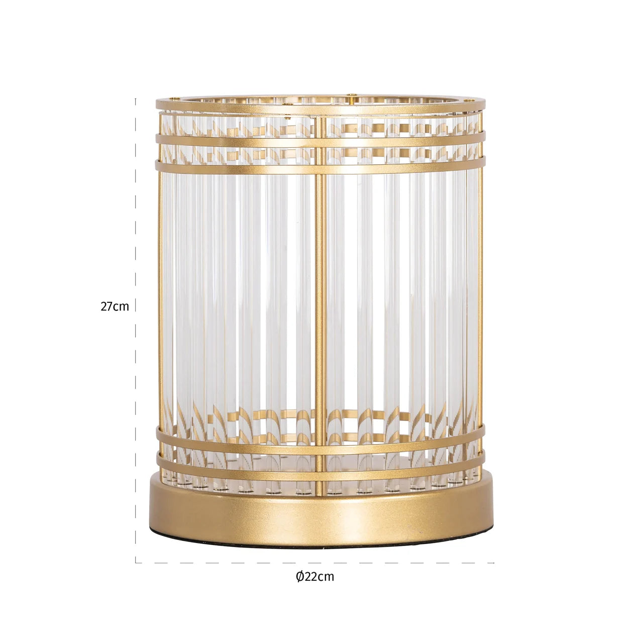 Richmond Interiors Dyara Gold & Ribbed Glass Hurricane Candle Holder | Small