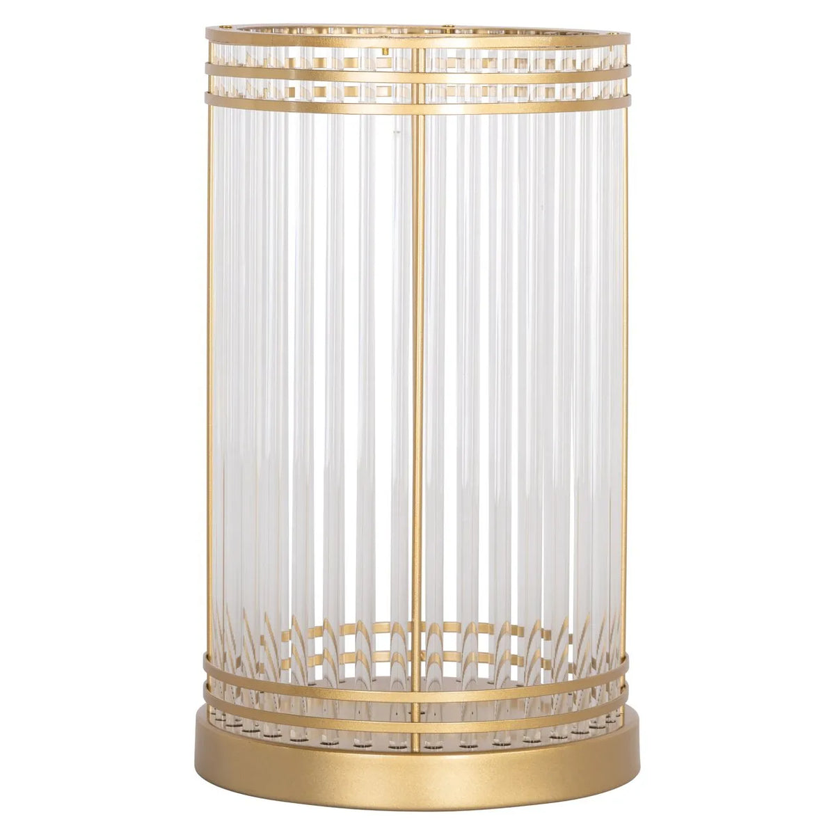 Richmond Interiors Dyara Gold & Ribbed Glass Hurricane Candle Holder | Large