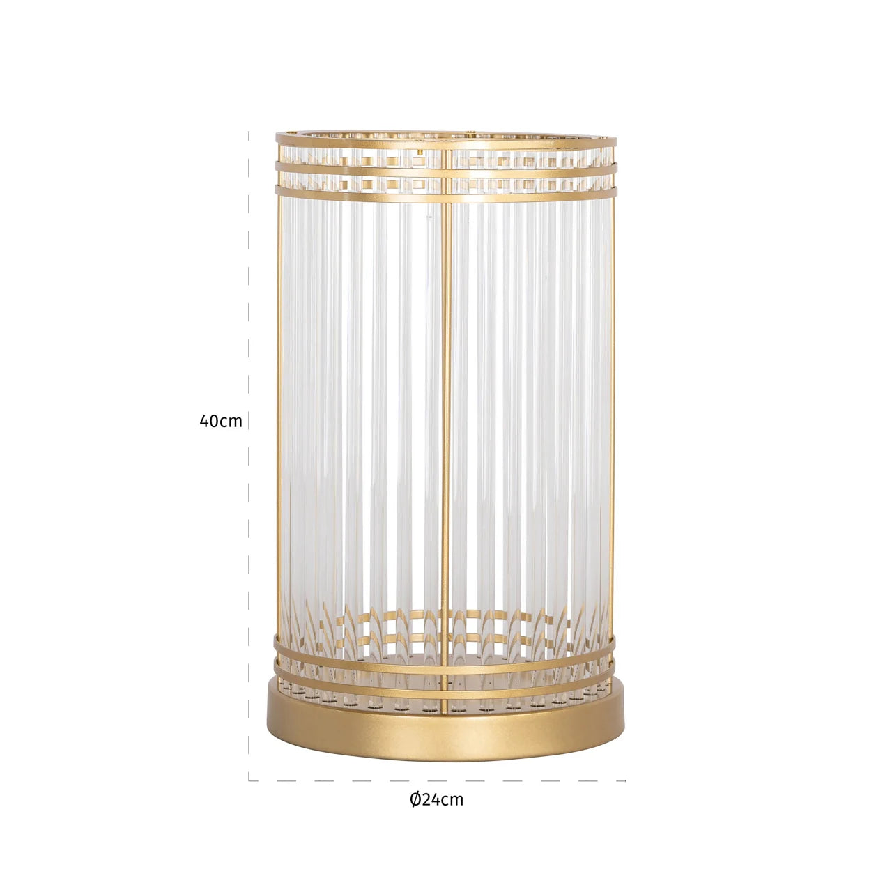 Richmond Interiors Dyara Gold & Ribbed Glass Hurricane Candle Holder | Large