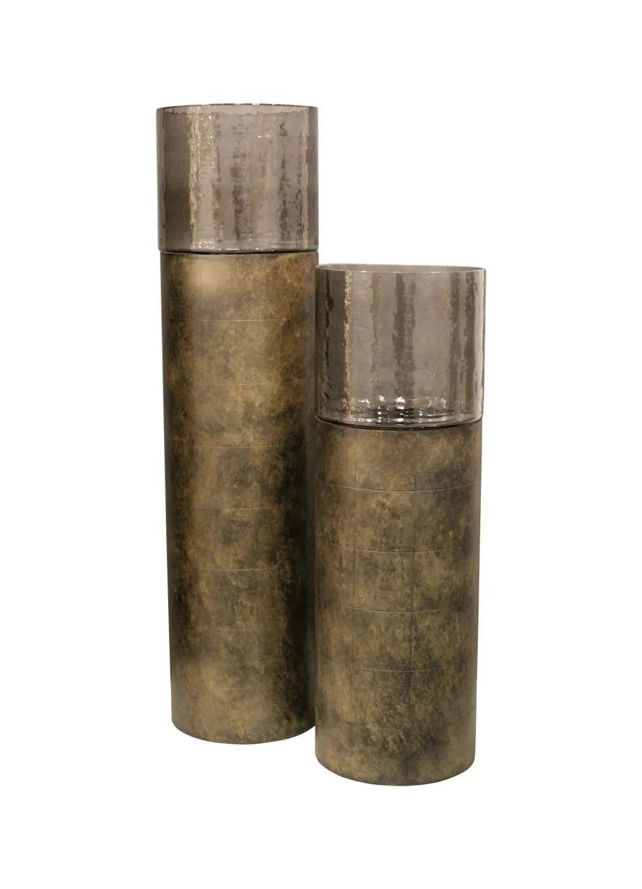 Richmond Interiors Mayce Gold Hurricane Candle Holder Floor Standing Large