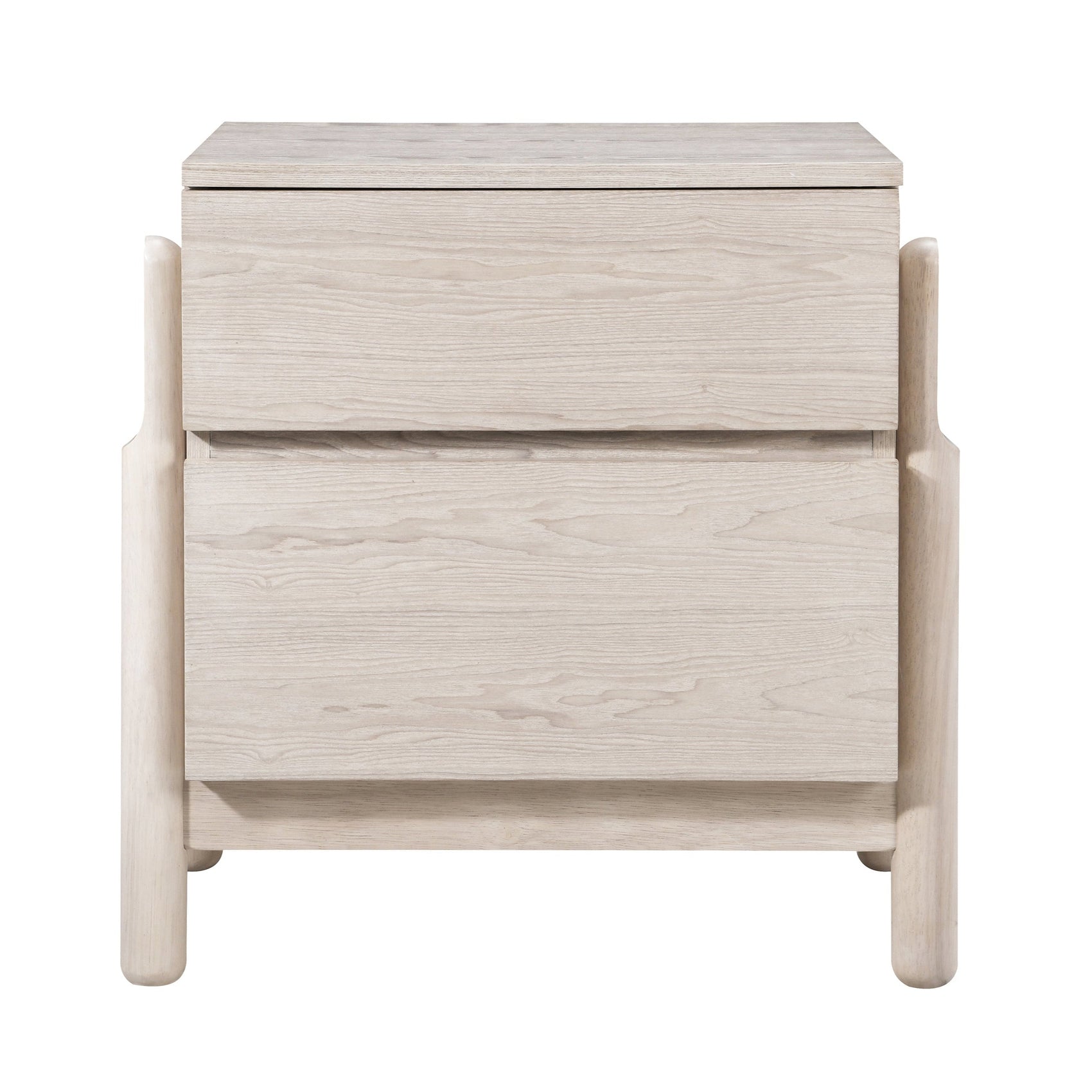 Whisper Whitewash Oak Wood Bedside Table