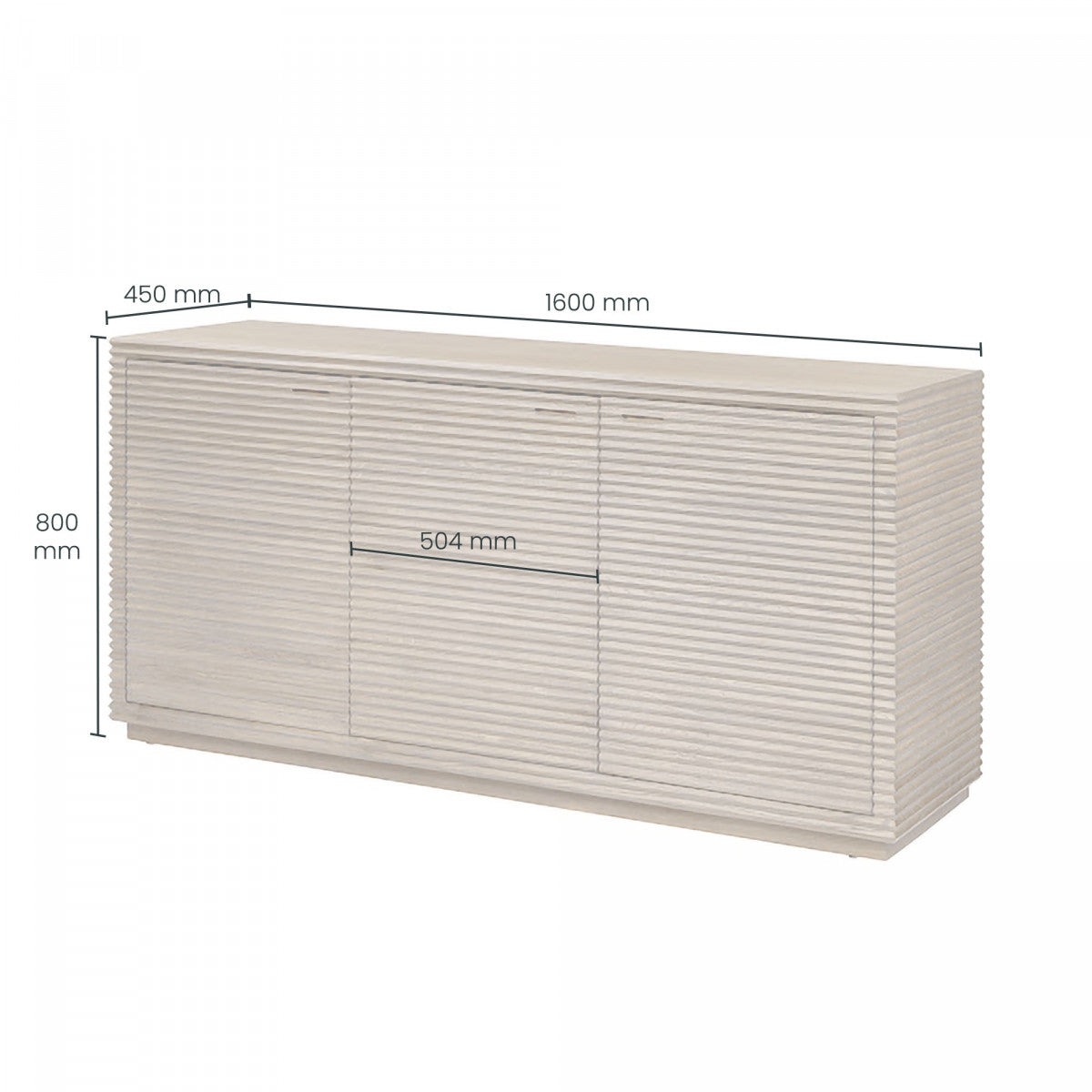 DI Designs Wickham Natural Oak Wood Ribbed Sideboard