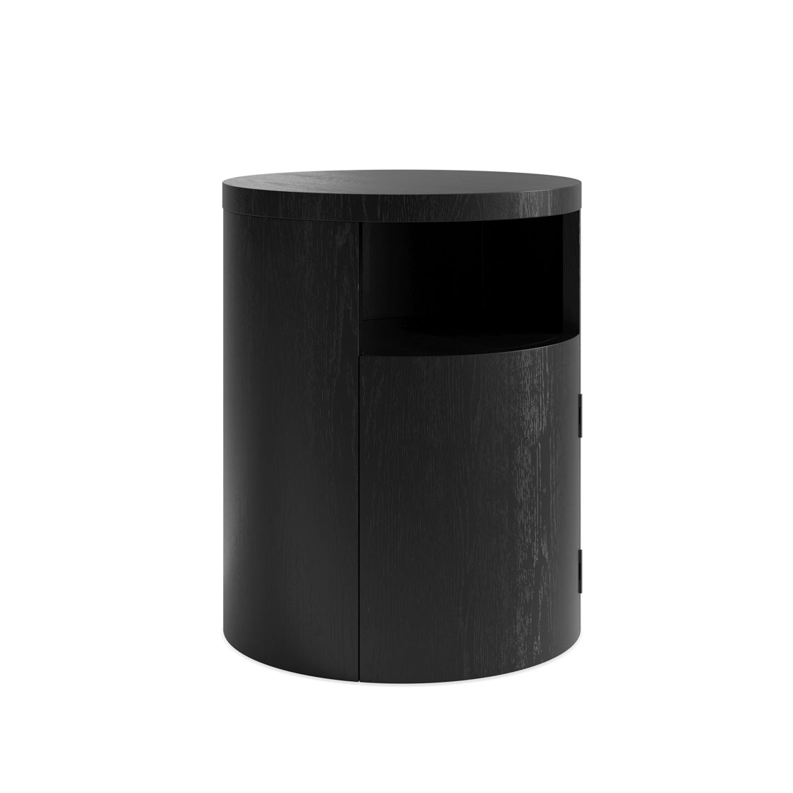 Yori Black Wood Round Bedside Table