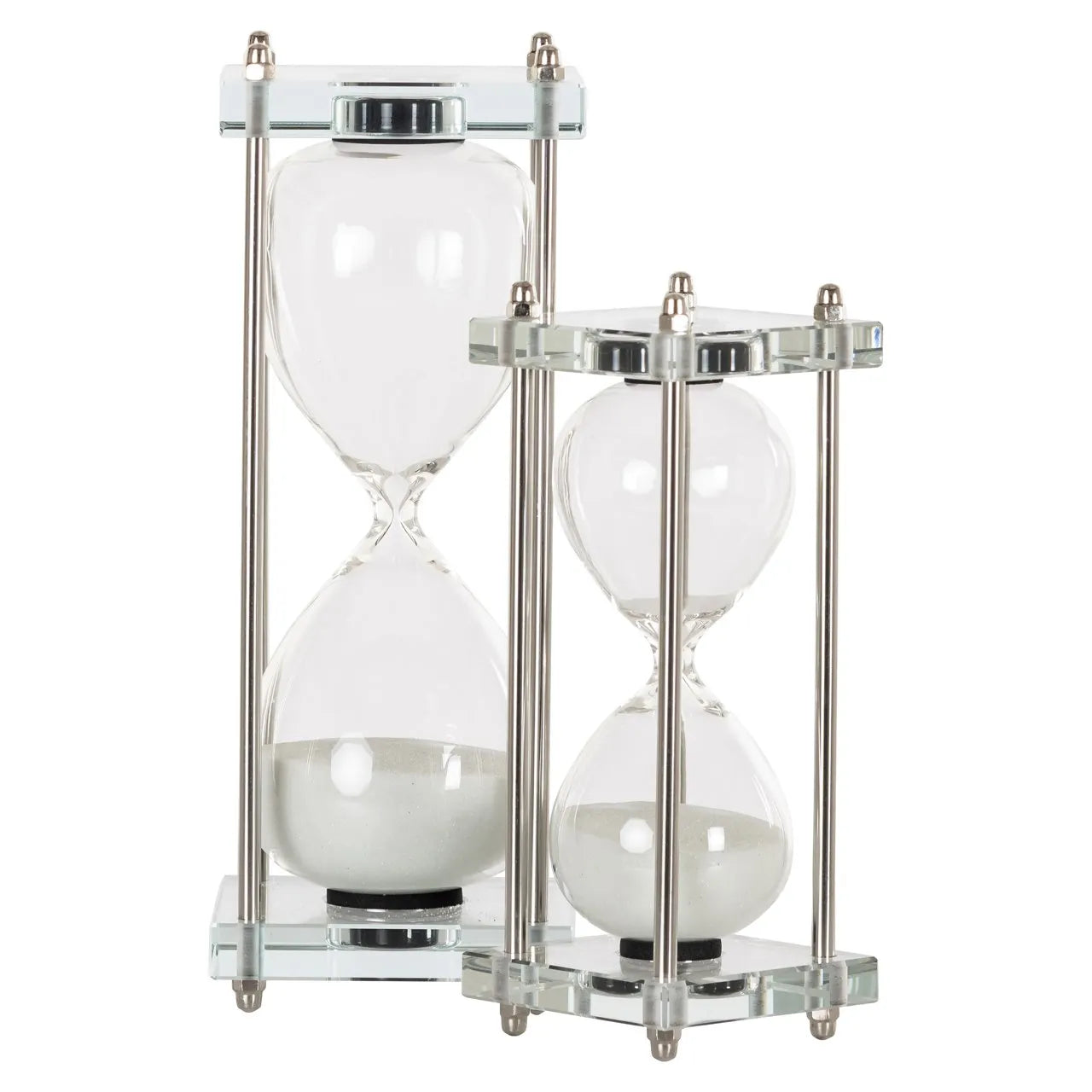 Richmond Interiors Gigi Silver & White Glass Hourglass | Small
