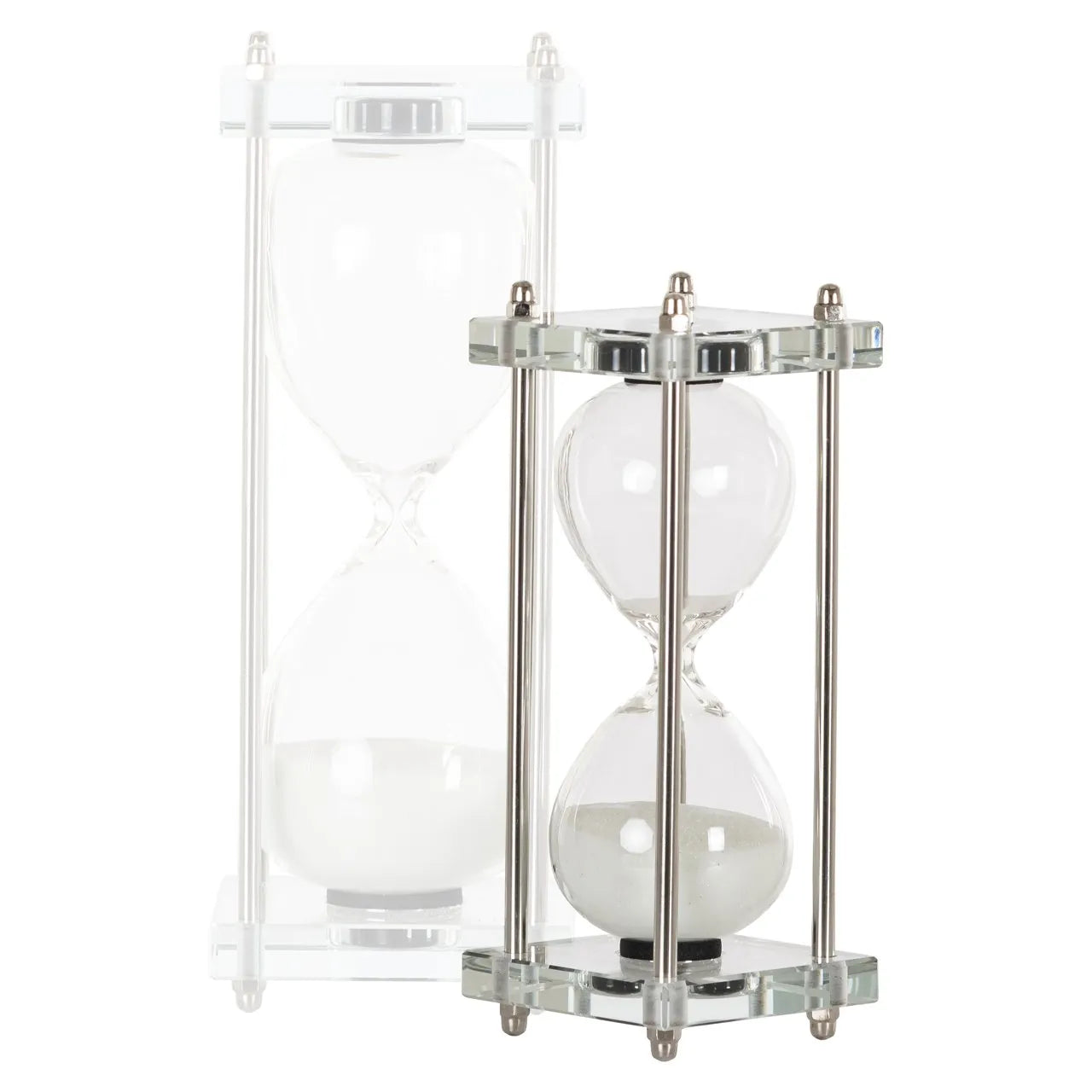 Richmond Interiors Gigi Silver & White Glass Hourglass | Small