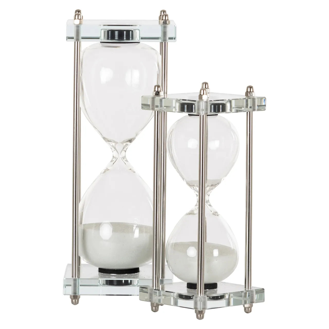 Richmond Interiors Gigi Silver & White Glass Hourglass | Large