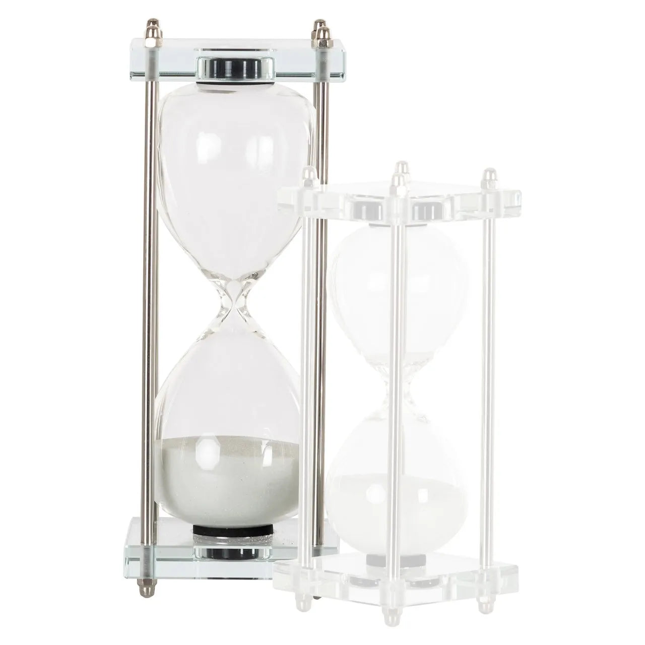Richmond Interiors Gigi Silver & White Glass Hourglass | Large