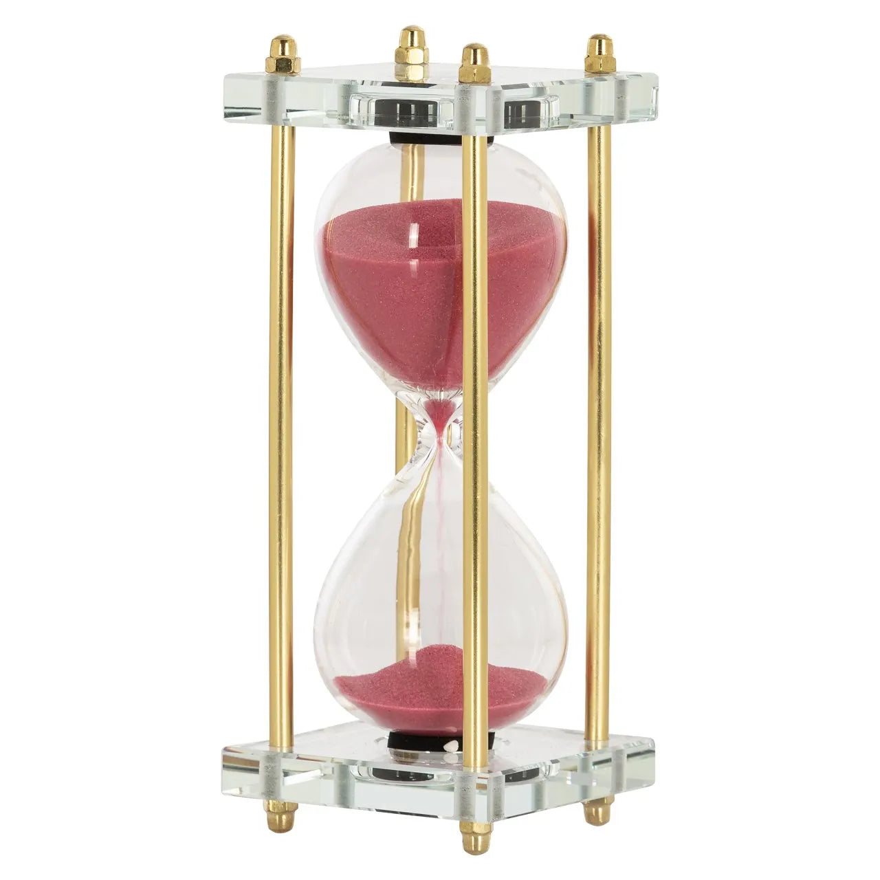 Richmond Interiors Ziva Gold & Glass Pink Sand Hourglass