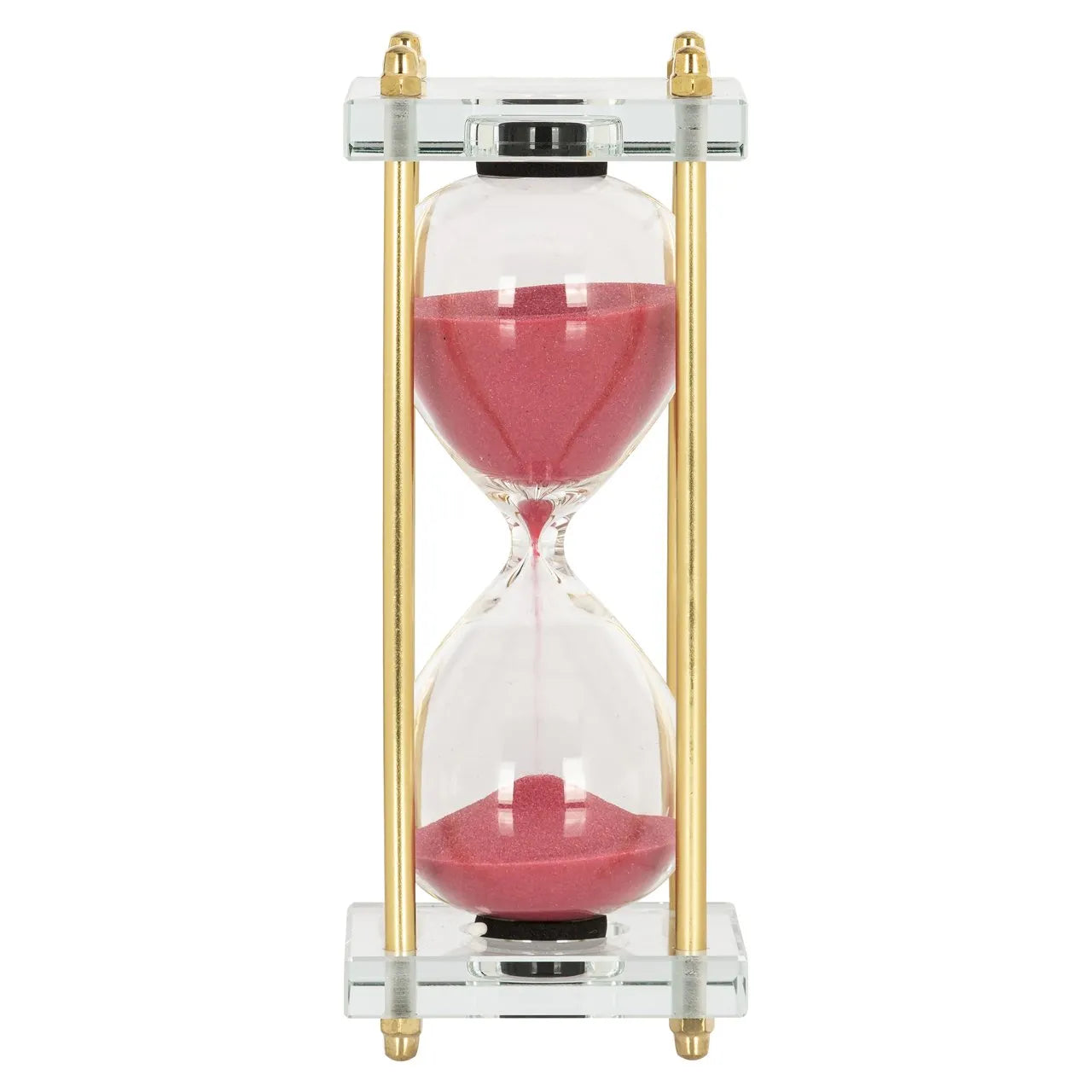 Richmond Interiors Ziva Gold & Glass Pink Sand Hourglass