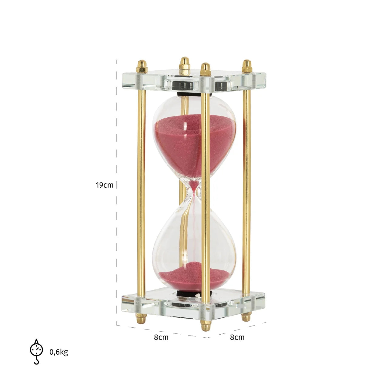 Richmond Interiors Ziva Gold & Glass Pink Sand Hourglass