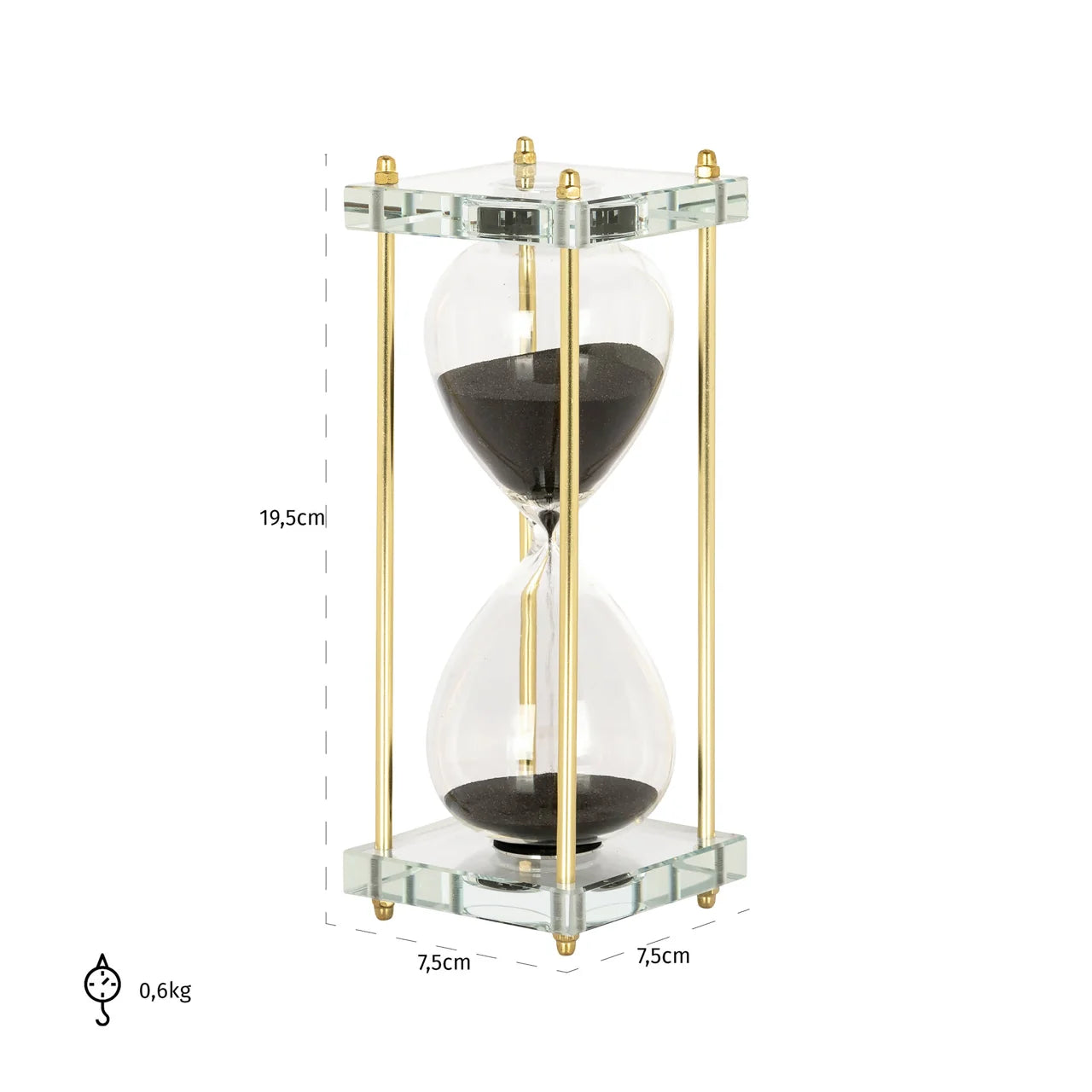 Richmond Interiors Yolina Gold & Glass Hourglass Ornament