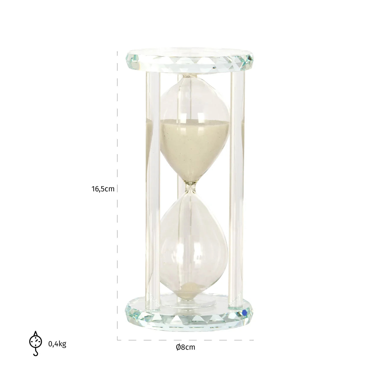 Richmond Interiors Zita Crystal Glass Beige Sand Hourglass