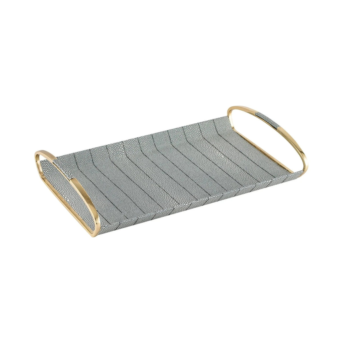 Linea Grey Faux Shagreen & Polished Brass Finish Tray